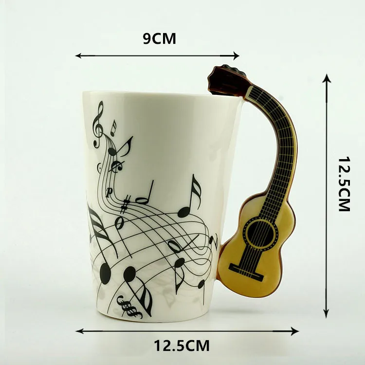 400ml Music Mug Creative Violin Style Guitar Ceramic Mug Coffee Tea Milk Stave Cups with Handle Coffee Mugs Novelty Gifts
