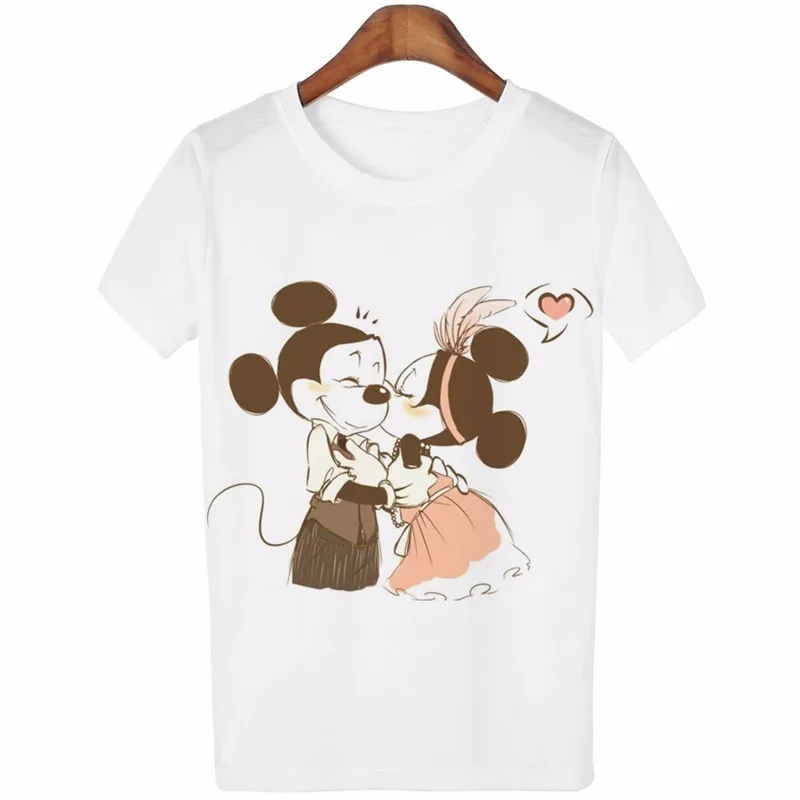 

Camiseta Mujer Mickey And Minnie Lovely Friends T-shirt Women Popular Cute Cartoon Shirts Good Quality Clothes Brand Casual Tees