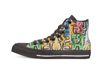 

Primitive street art abstract Casual High Top Canvas shoes sneakers Light Walking Shoes