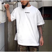 Черно-белые футболки Vetements для женщин Men1: 1 оверсайз хлопок Vetements Топ Футболка с вышивкой Vetements футболка