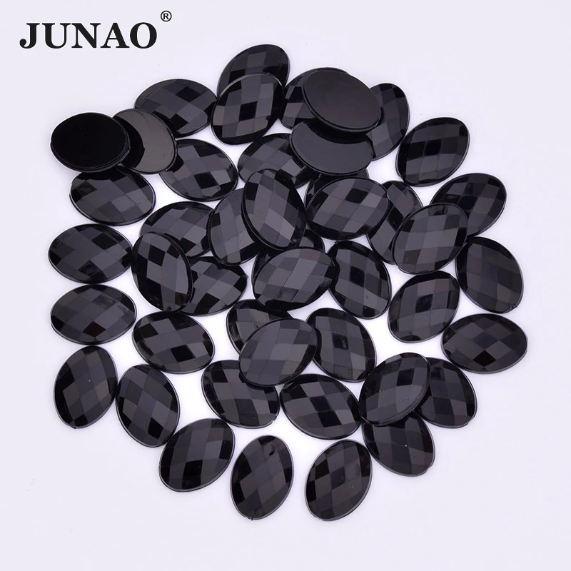 JUNAO 18x25 мм 10x14 Большой Кристалл черные стразы аппликация клей овальные камни