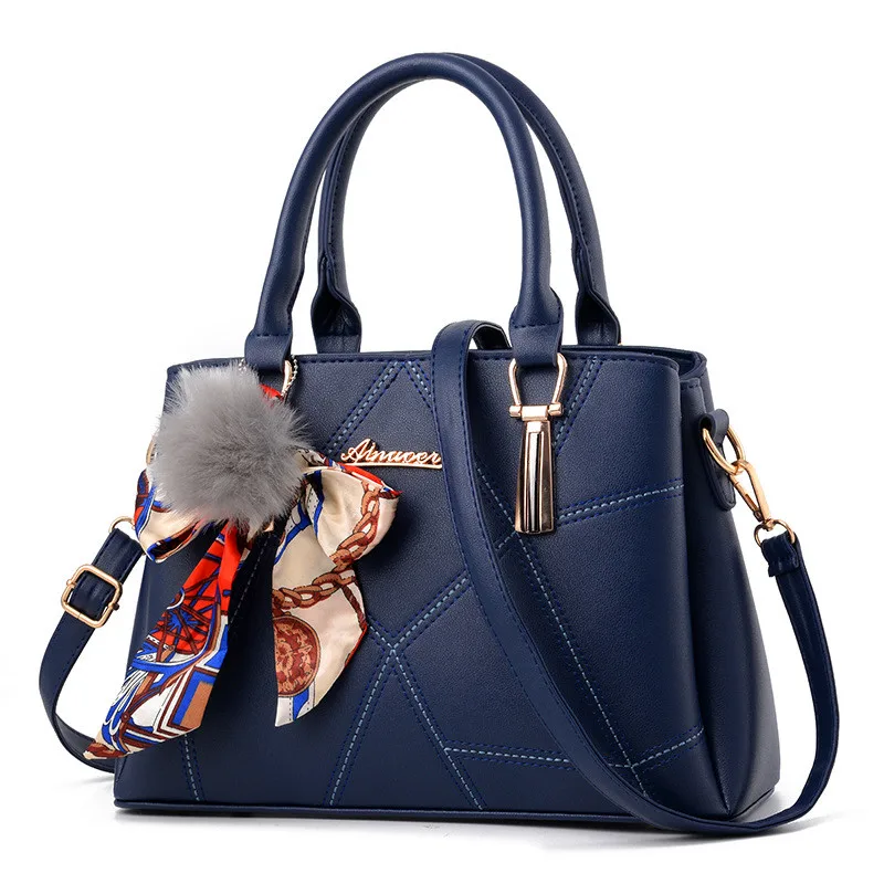 Женские сумки, роскошные сумки, известный дизайнер, женская сумка с верхней ручкой, повседневная сумка, дизайнерская, высокое качество, внутренний карман - Цвет: Синий