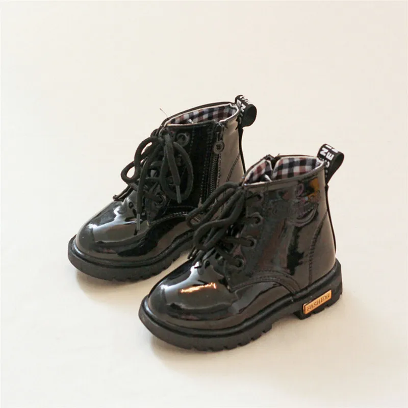 Ботинки martin для мальчиков и девочек; детские зимние ботинки; повседневное пальто; детская кожаная обувь с боковой молнией в стиле ретро; кожаные детские ботинки для мальчиков
