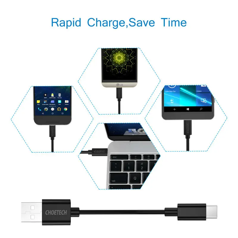 CHOETECH usb type-C кабель USB C к USB кабель передачи данных для быстрой зарядки для samsung S8 type-C USB-C кабели для мобильных телефонов для Xiaomi Mi5