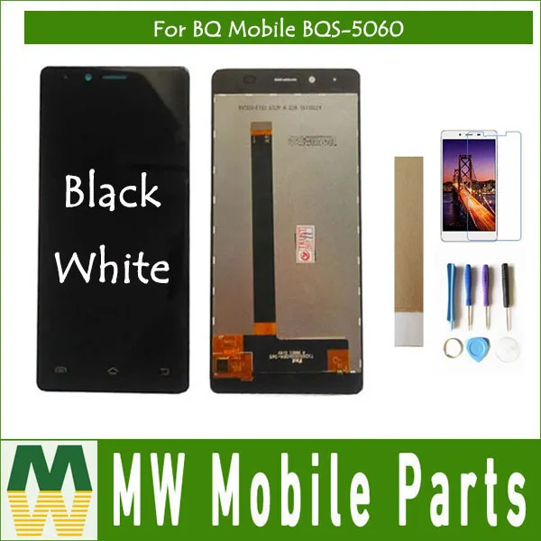 Baratos Original para BQ Mobile BQS 5060 BQS 5060 BQS5060 BQ 5060 BQ 5060 BQ5060 Silm pantalla LCD + pantalla táctil montaje negro Color blanco