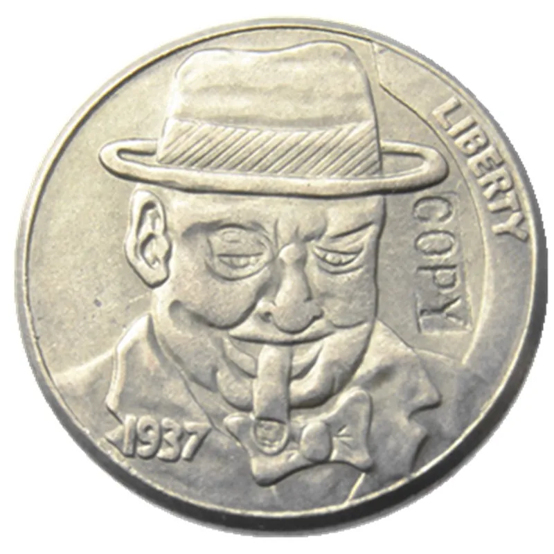Тип: #13 Хобо Никель 1937-D 3-ноги Буффало Никель Редкие Creativeskull прогулки старик курить Забавный КОПИЯ монета
