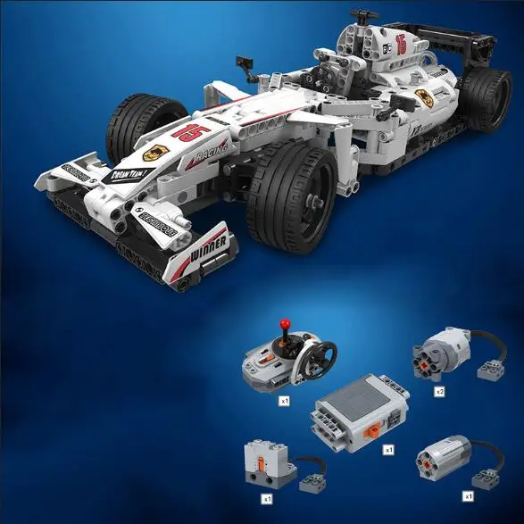 Новинка 729 шт Technic MOC F1 Supercars пульт дистанционного управления RC гоночный автомобиль электрический Technic городской строительный блок кирпичи Детские модели DIY игрушки - Цвет: 1 Set F1 with Motor