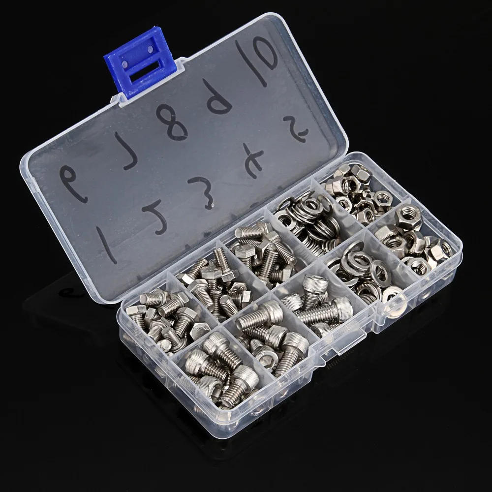 

Wholesale universal M5,M6 171pcs/set hex screw &hexagon socket head cap screw &Nuts Screws Nuts Box Good Helper a set