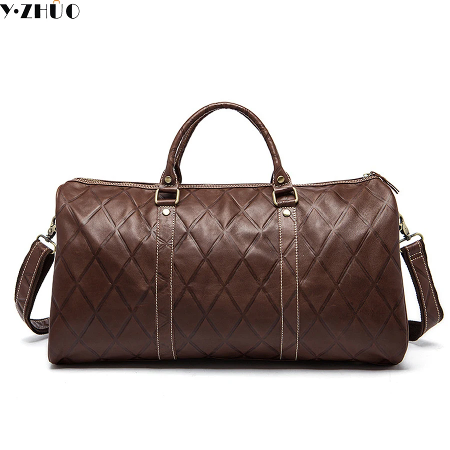 genuine leather men travel bags business handbags really cowhide men shoulder duffel bags diamond messenger crossbody bag