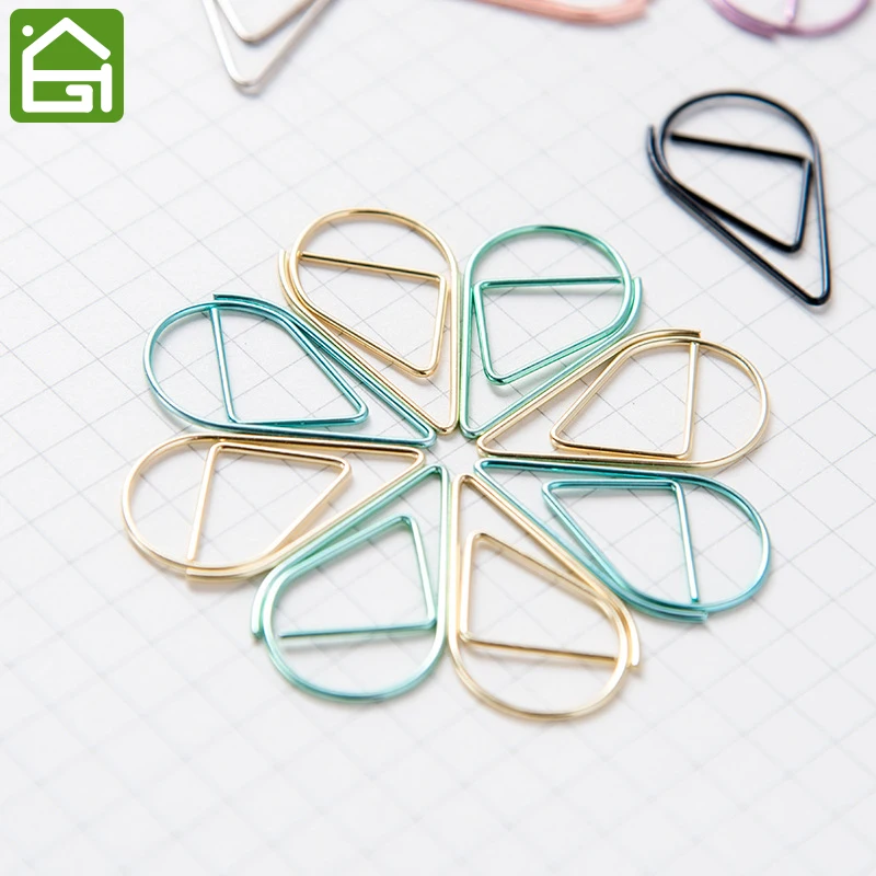 

50 pcs Water Drop Shape Paper Clips Multicolor Bookmark Office School Stationery Marking Clip