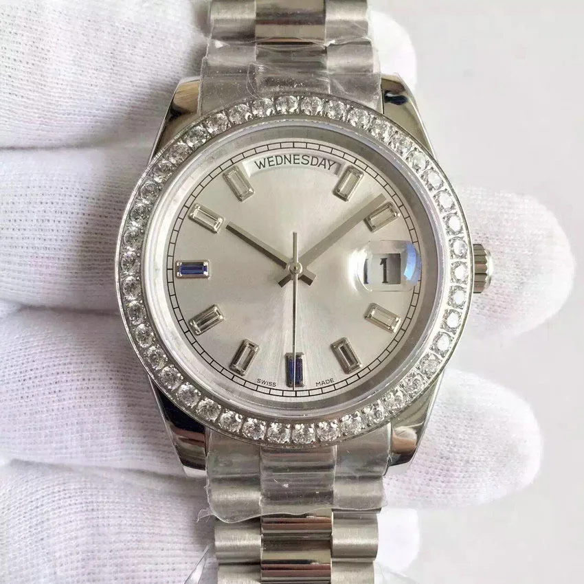 

U1 factory AAA high quality luxury watch date day series 218349 41MM silver dial 2813 automatic movement diamond bezel watch