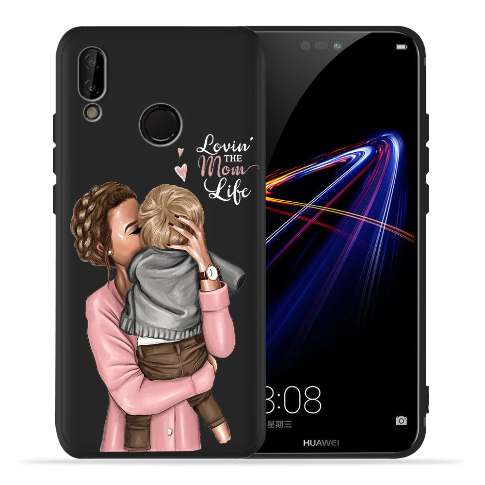 Чехол для huawei P30 Pro для huawei p20 lite mate 20 Honor 8 10 PSmart с коричневыми волосами Mama Baby mouse Super Mom Girl Etui, чехол