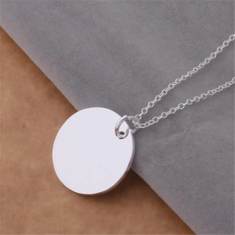 

Promotions Free shipping Beautiful fashion Elegant silver color jewelry charm smooth round pendant pretty Necklace P137