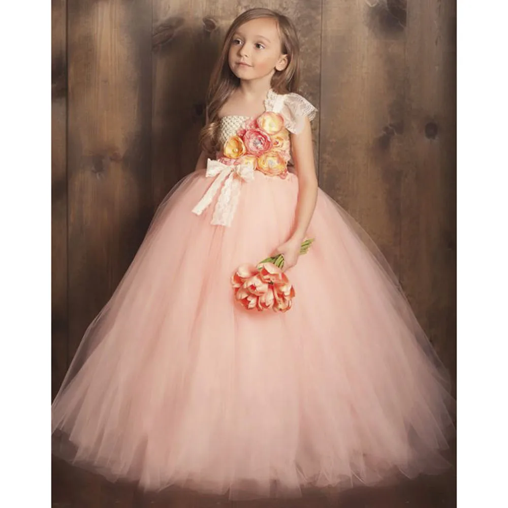 Рождественское платье-пачка с изображением сирени для маленьких девочек детское платье для девочек; Nova; кружевное платье до щиколотки на одно плечо детский костюм принцессы; размеры 8T - Цвет: As Photo Girls Dress