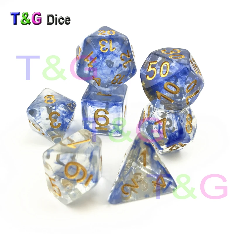 

T&G Cool Dice Set Amazing Nebula Effect DND 7pcs D4- D20 with A Organza Bag As Christmas Present