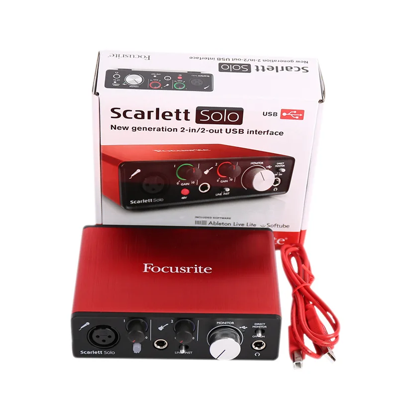 Focusrite Scarlett Solo(2nd Gen) USB аудио интерфейс с микрофонный предусилитель внешняя звуковая карта для гитары и микрофона