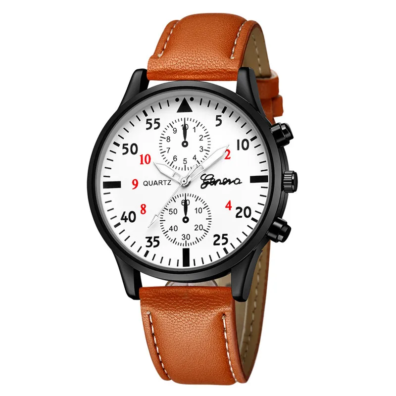 Geneva мужские часы модные повседневные спортивные кварцевые часы мужские военные мужские кожаные деловые наручные часы Relogio Masculino saat# D - Цвет: B