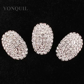 

20 pcs/lot 15*23 MM Cute Shinny Alloy Buttons For Embellishment Round Clear Rhinestone Button For Wedding Hair Flower SYBB115