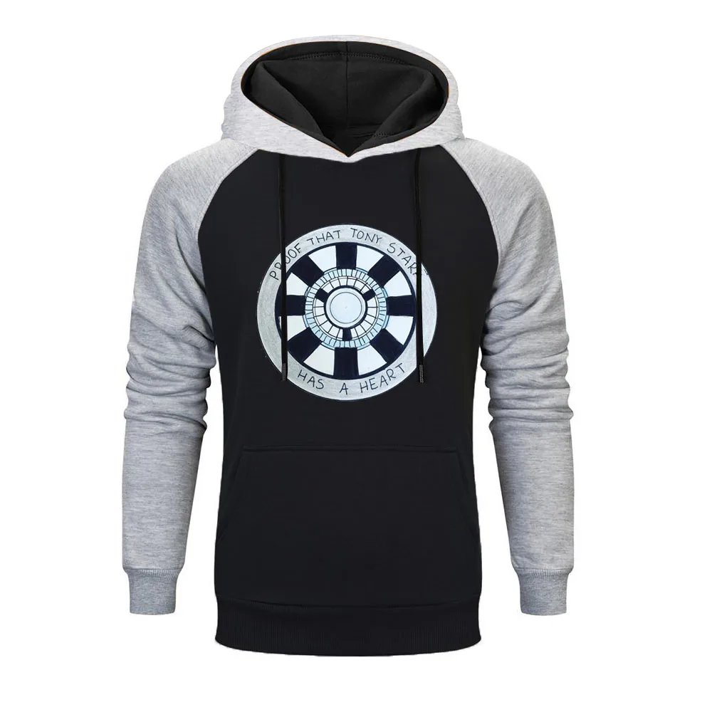 

The Avengers TONY STARK Iron Man's Energy Heart Pattern Popular Sweatshirts Printed Raglan Hoodie Sweatshirt Brand Men's Hoodies