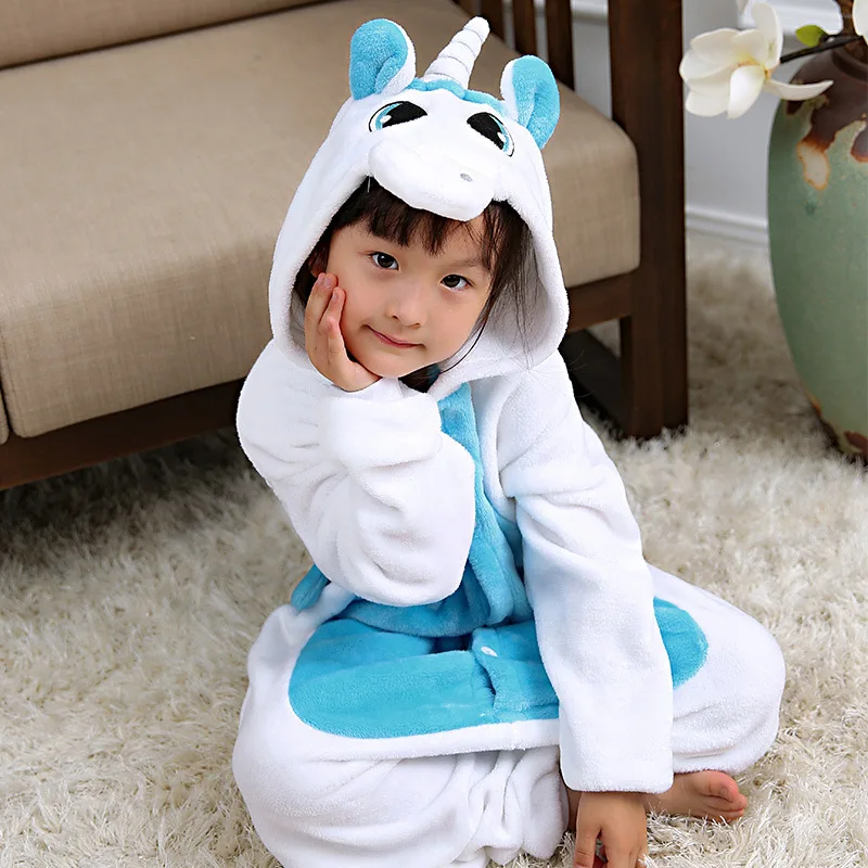 Kigurumi Winter Pajamas For Children Girls Unicorn Cartoon Animal Kids Costume Boys Onesie Sleepwear Jumpsuit  4 6 8 10 12 Years