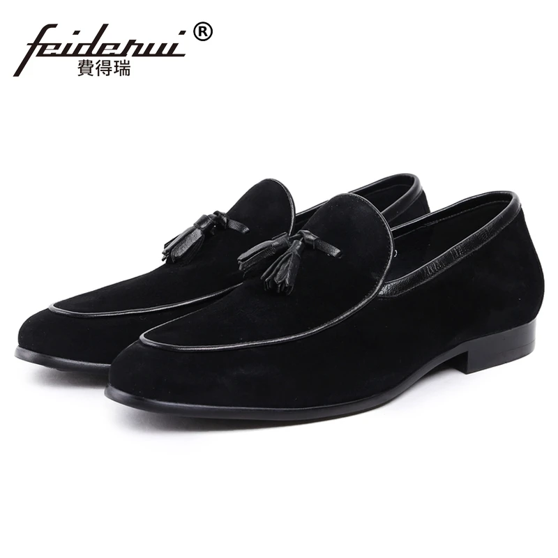 New Fashion Man Handmade Moccasin Shoes Cow Suede Leather Round Toe Slip on Loafers Comfortable Men's Casual Footwear JS11 | Обувь