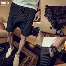 28-41! мужская одежда полоса случайный мужчина шаровары плюс размер брюки пляж капри певица костюмы