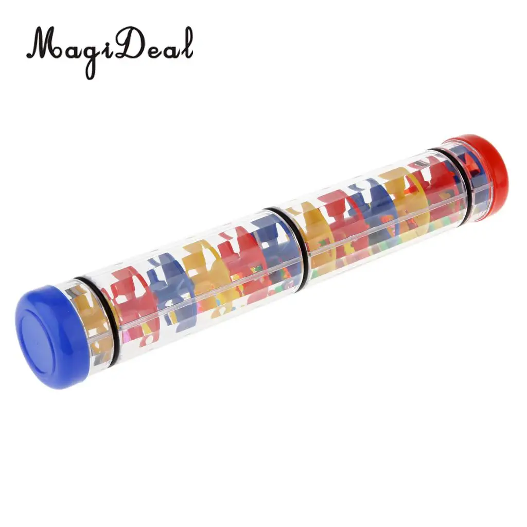 MagiDeal 1Pc Plastic Rain Sound Maker Shake Colorful Beads for Infant Baby Kids Youth Learn Play Toy Novelty Gift 20cm 10cm 30cm