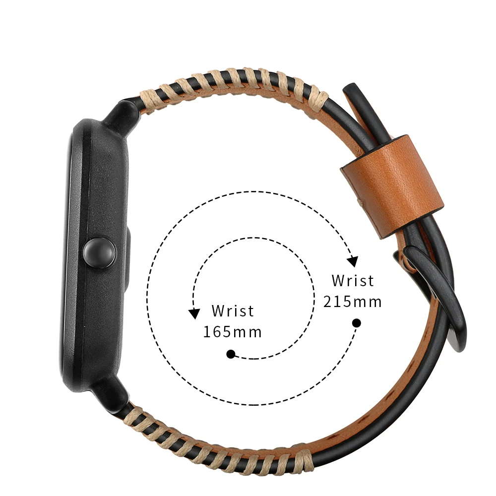 YHNUJM 20 мм ремешок из натуральной кожи для Xiaomi Huami Amazfit Bip Pace Lite Молодежные Смарт часы