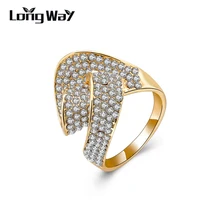 Полностью Австрийские хрустальные женские Rng BagueFemme новые брендовые золотые цвета обрачальные кольца, помолвка кольцо SRI150073