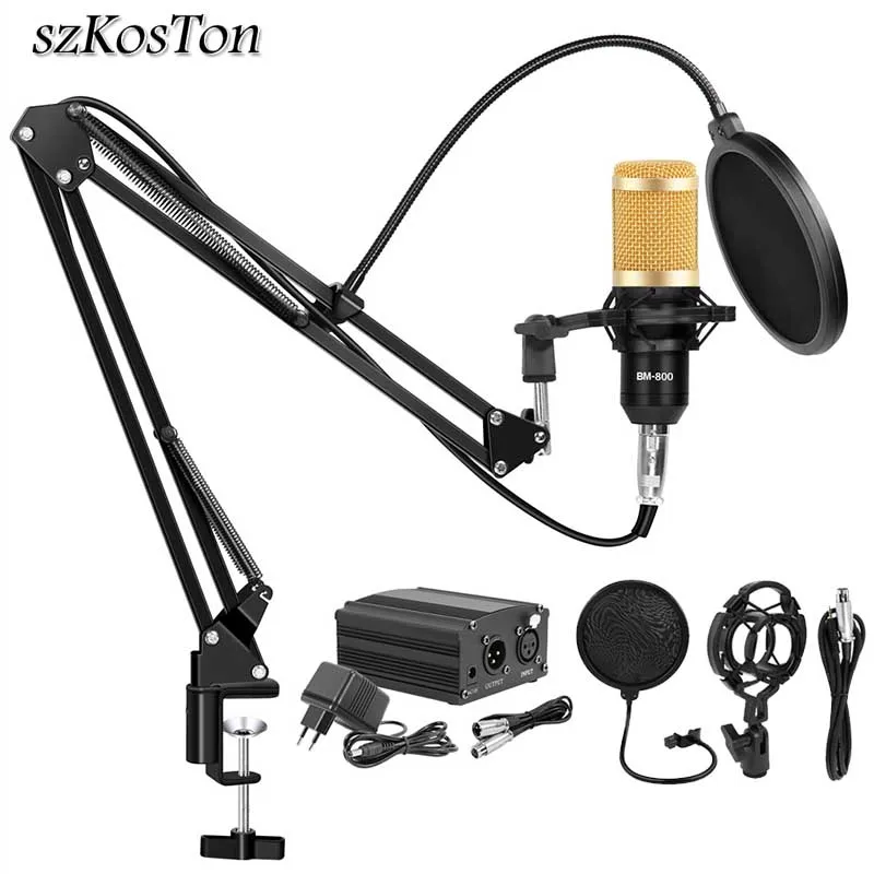 BM 800 Studio Microphone Condenser Microphone Vocal Record KTV Karaoke BM800 microfono For Radio Braodcasting Singing Mic Holder