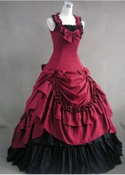 

Can Be Custom 2015 Retro Pink/Blue/Red Cotton Sleeveless Floor-length Victorian Gothic Lolita Dresses