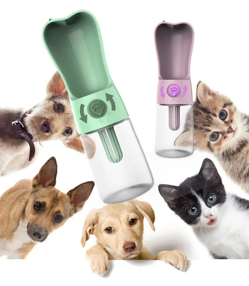 

Newest Pet Dog Cat Water Bottle Portable Travel Cups Outdoor Feeder Water Drinking Bowl 250ml Small Large Dogs Pet Products