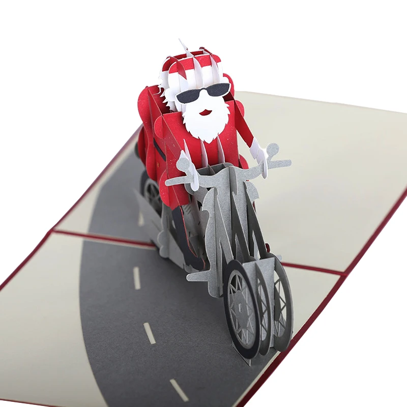 laser cut hollow 3d santa claus with motorcycle pop up customer report template