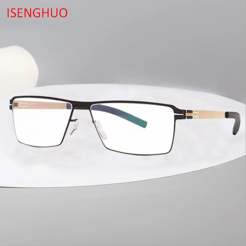 

ISENGHUO Germany Unique No screw Design Brand Eyeglasses Frames Men Myopia Spectacle Frame Glasses Gafas de grau