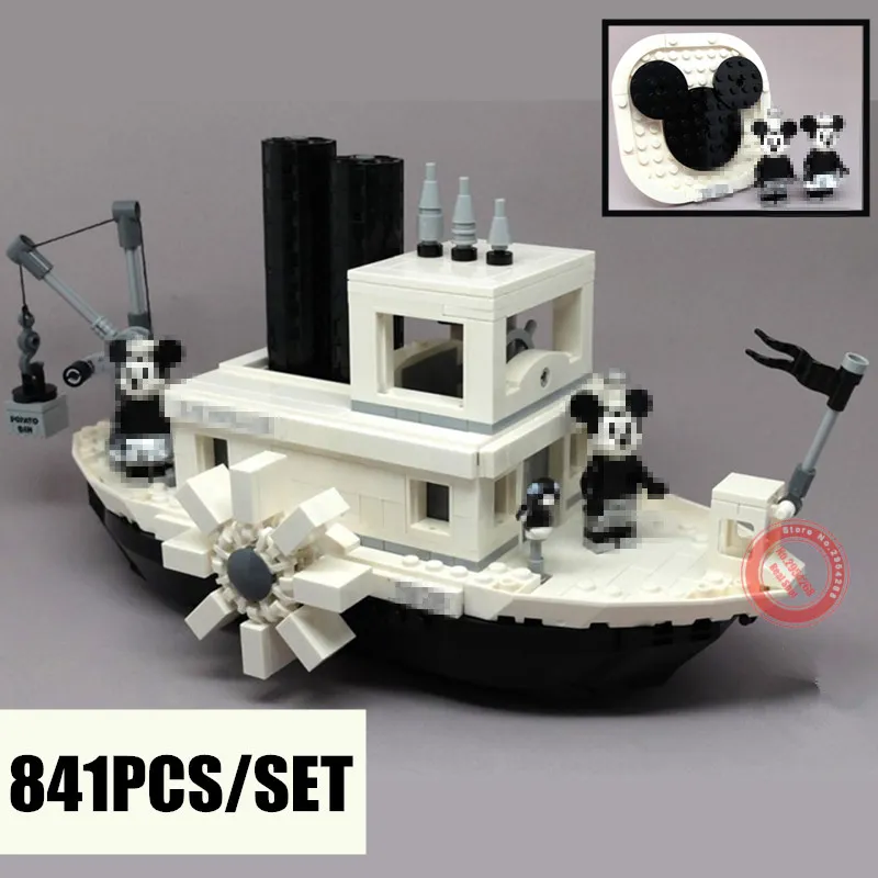

2019 New ideas Steamboat Willie Movie fit 21317 Building Blocks Bricks toys for children Gifts Model Kid Christmas Gift