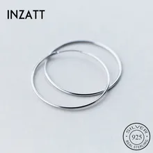 INZATT, минималистичные геометрические круглые серьги-кольца 1-6 см, унисекс, аксессуары, вечерние, с гладкой поверхностью, Настоящее серебро 925 пробы, ювелирное изделие, подарок