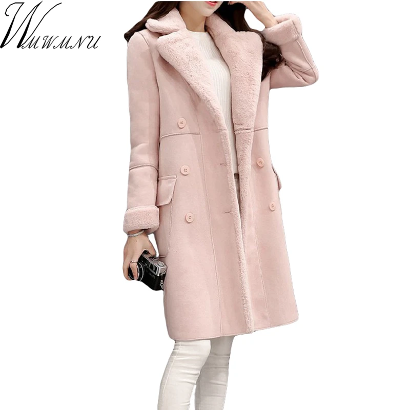 Wmwmnu new fashion women jackets casual loose suede lether Thicken high thermal women long coat plus size winter pink coats 349a Wmwmnu new fashion women jackets casual loose suede lether Thicken high thermal women long coat plus size winter pink coats 349a