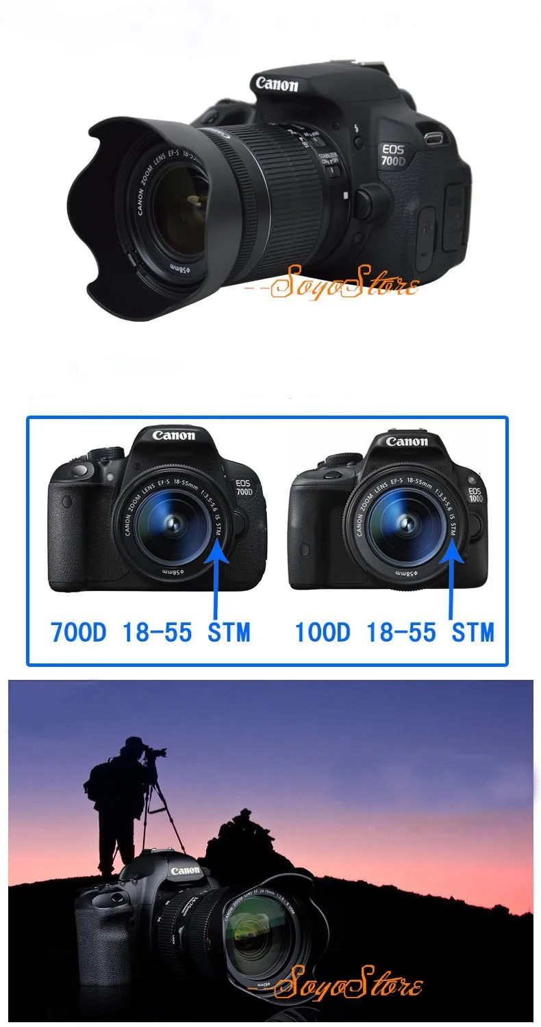 Paraluce EW-63C Per Obiettivi Canon EF-S 18-55mm STM - Compatibile Con Modelli Specifici, 58mm - Foto 4