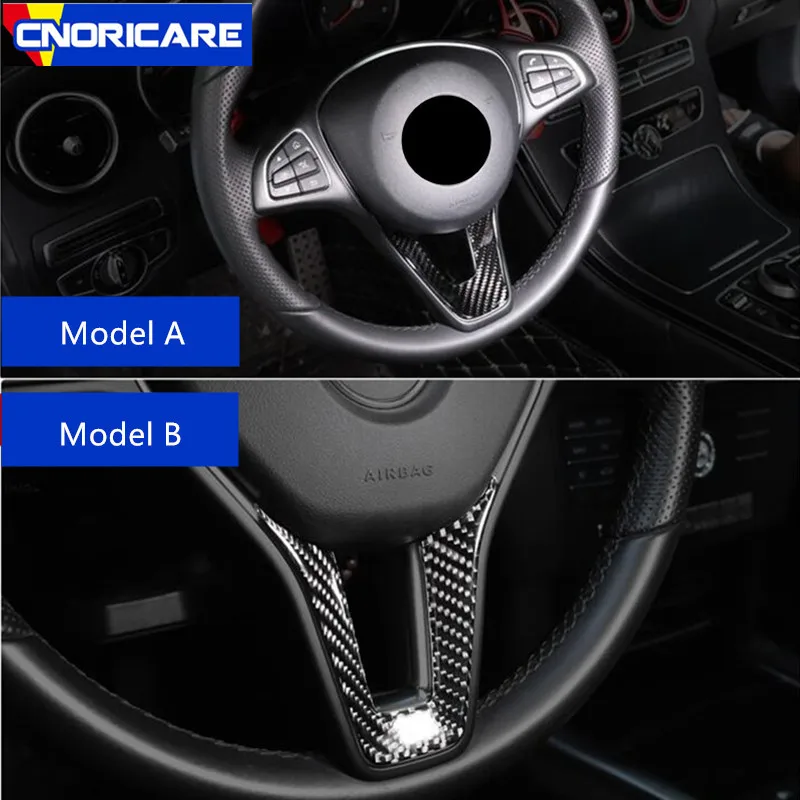Carbon-Fiber-Steering-Wheel-Decal-Decoration-Cover-Trim-For-Mercedes-Benz-CLA-GLA-GLE-GLC-A
