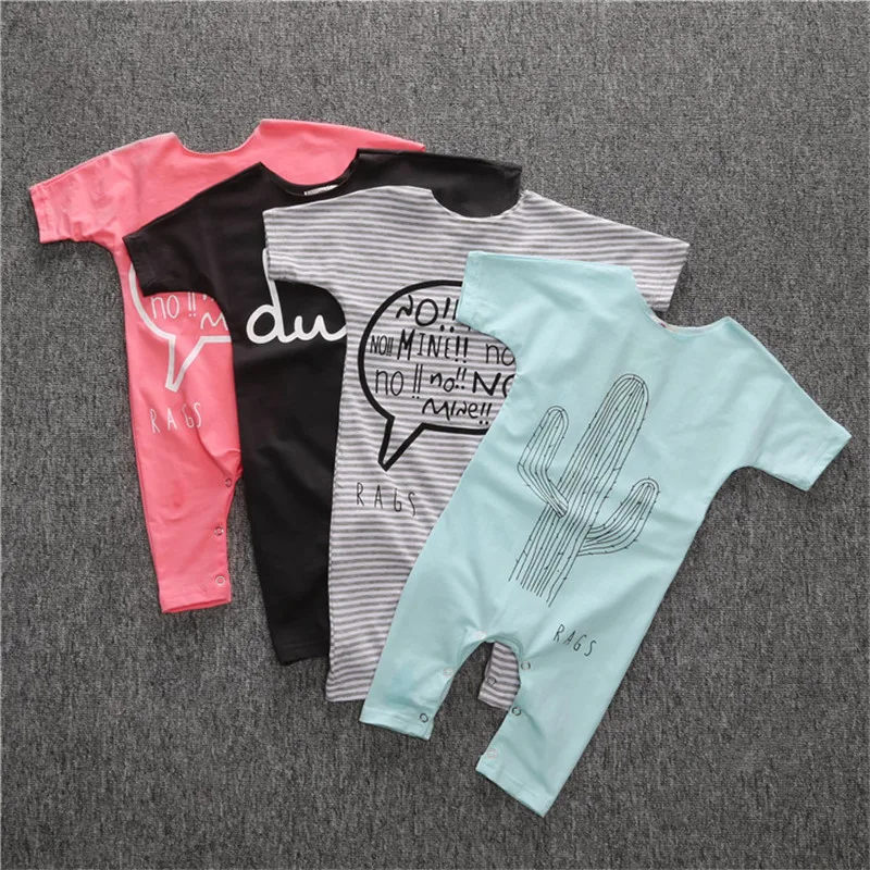 HOT sale toddler boys girls clothing infant pure color letter printing Rompers Jumpsuit Outfits
