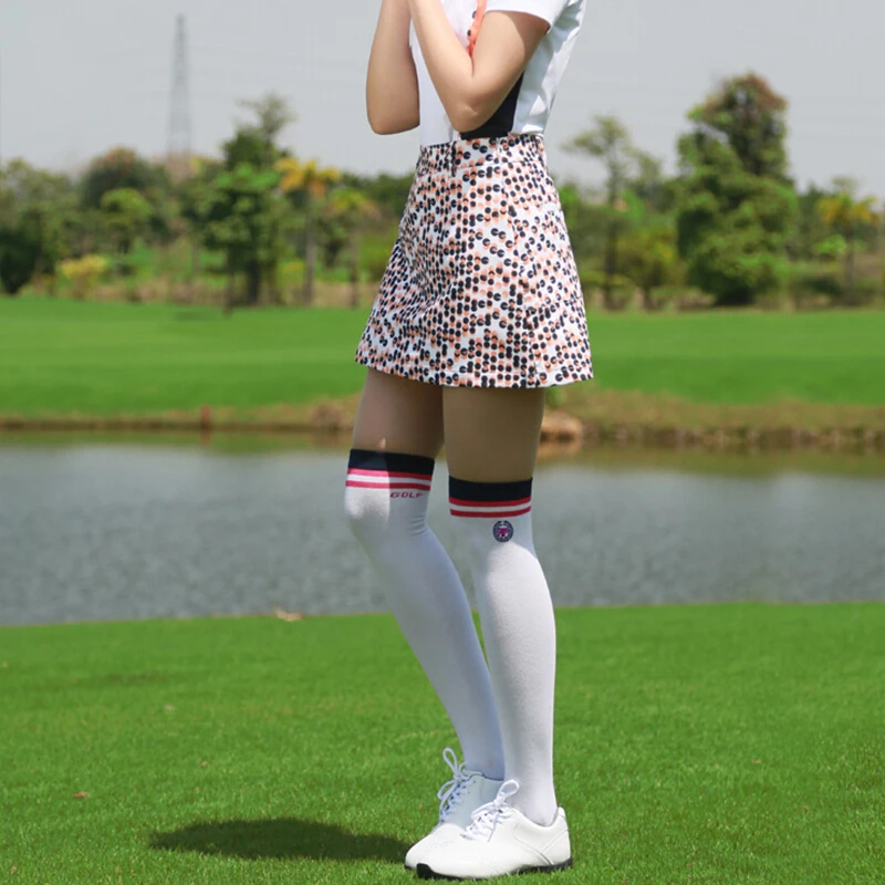 Женская Спортивная юбка в горошек Skort двухслойная трапециевидная для гольфа