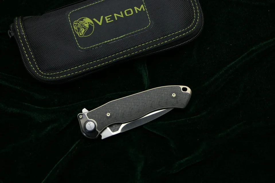 Складной нож VENOM BONE DOCTOR M390 Titanium CF Flipper уличный Карманный кухонный для кемпинга