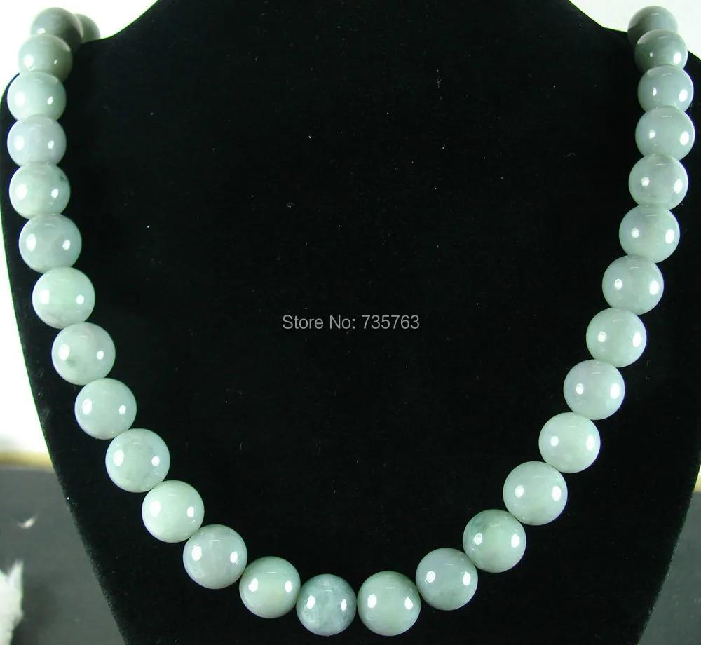 

xiuli 0014988 Light Gray Chinese Natural Grade A Jade Jadeite Bead Necklace