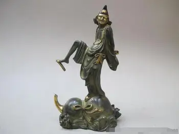 

10"Inch Chinese Folk Bronze Carved Beggar King Ji Gong Monk statue