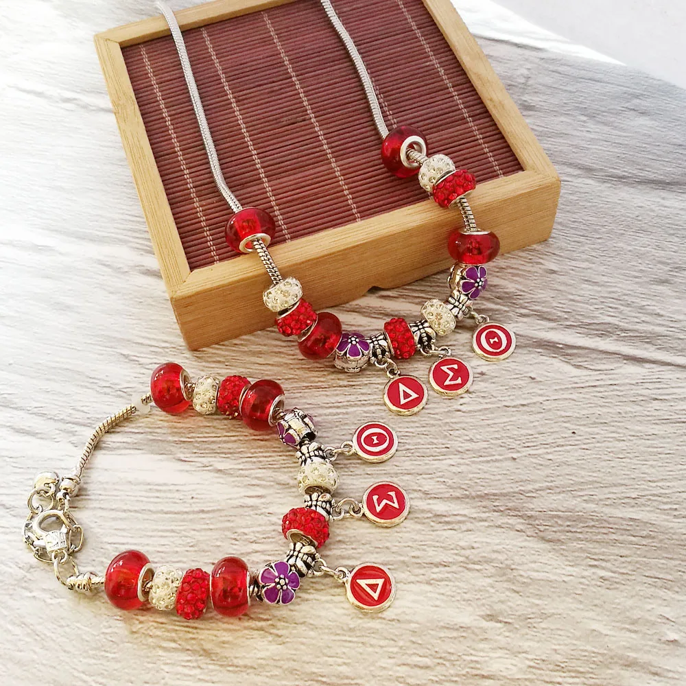

Delta Sigma Theta Sorority Charm necklace DST necklace Jewelry set