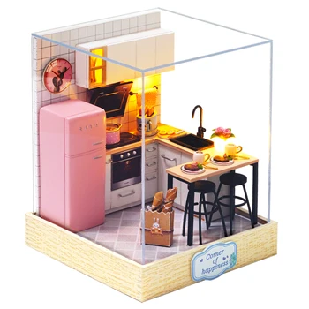 

DIY Dollhouse Furniture Miniature Wooden Miniaturas Doll House Box Theatr Toys for Children Birthday Gifts Casa Seed World QT27