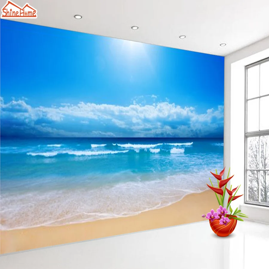 ShineHome-Large Custom 3D Picture Wallpaper Sunshine Sea Beach Wallpapers for 3 d Living Room Sofa Bedroom TV Wall Paper Art ShineHome-Large Custom 3D Picture Wallpaper Sunshine Sea Beach Wallpapers for 3 d Living Room Sofa Bedroom TV Wall Paper Art