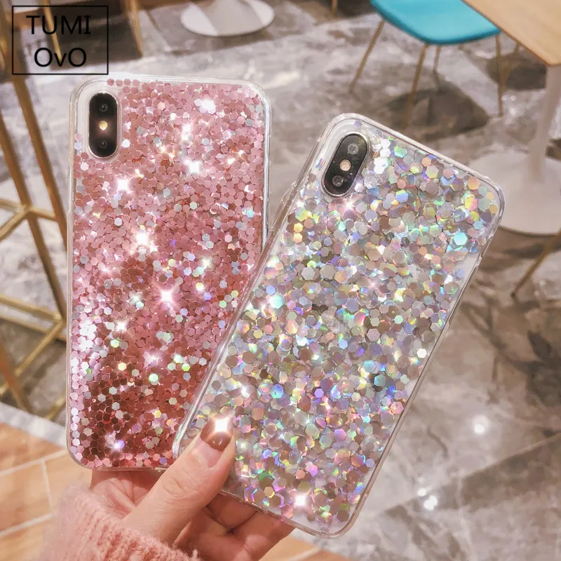 

For iPhone X 10 Luxury 3D Shine Bling Goldleaf Sequins Soft TPU Case For iPhone 5S SE 6 6s 7 8 Plus Back Phone Cover Capa Fundas