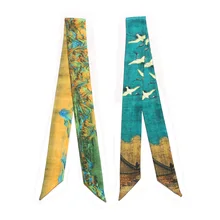 Китайский стиль, принт, маленький шарф, сумки, бандана, платок, женская модная сумочка, роскошный бренд, длинный шейный платок, шарфы