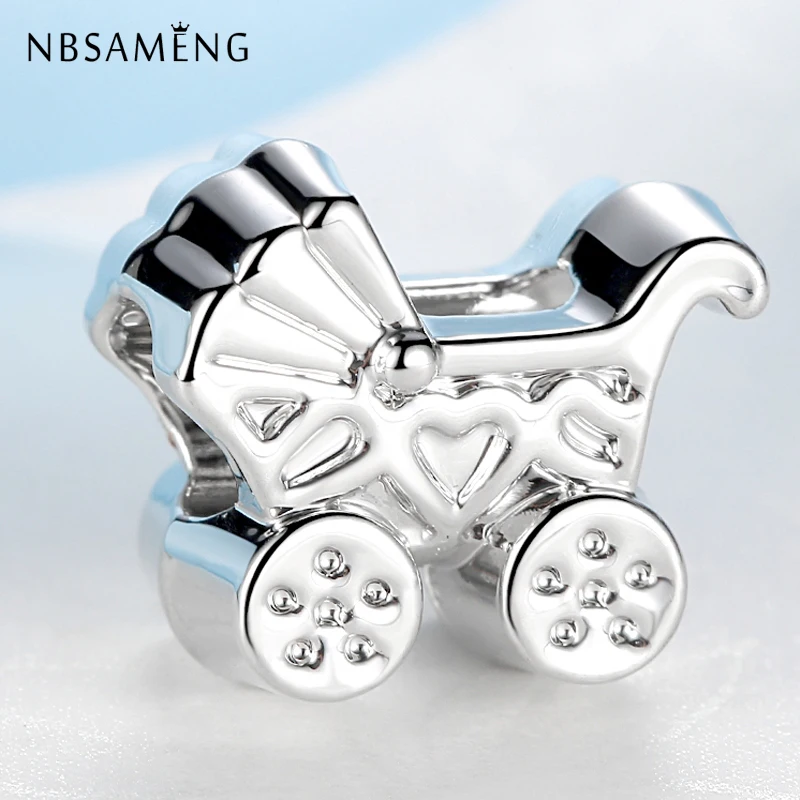 

Free Shipping Alloy Beads Heart Logo Baby Carriage Silver charms bead Fit Original Pandora Women Bracelet & Bangles DIY Jewelry
